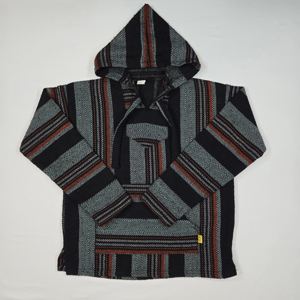 Molina Baja‎ Hoodie Unisex Woven Striped Drug Rug Pullover Medium Mexico
